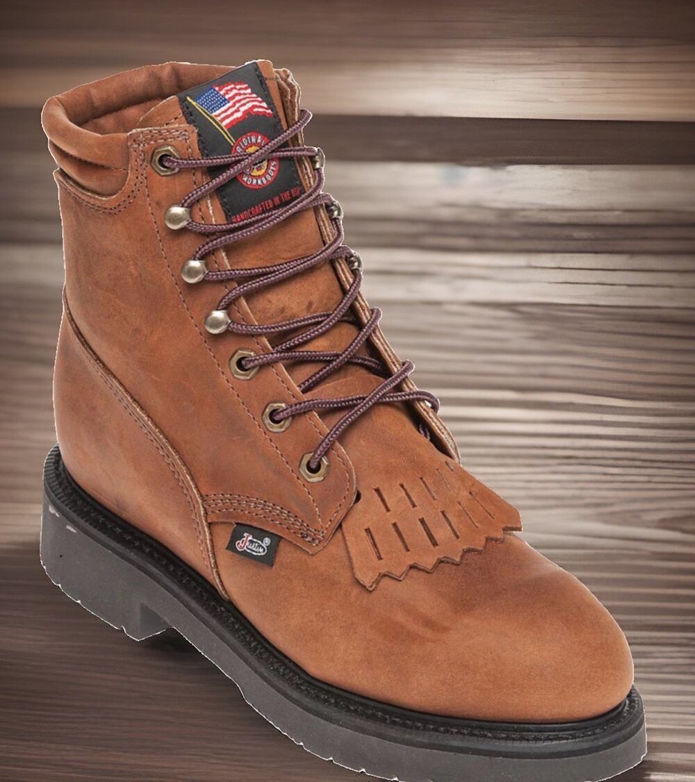 Justin USA Steel Toe Work Boots Lace Up Womens Size 9.5 Brand New Fast Shipping